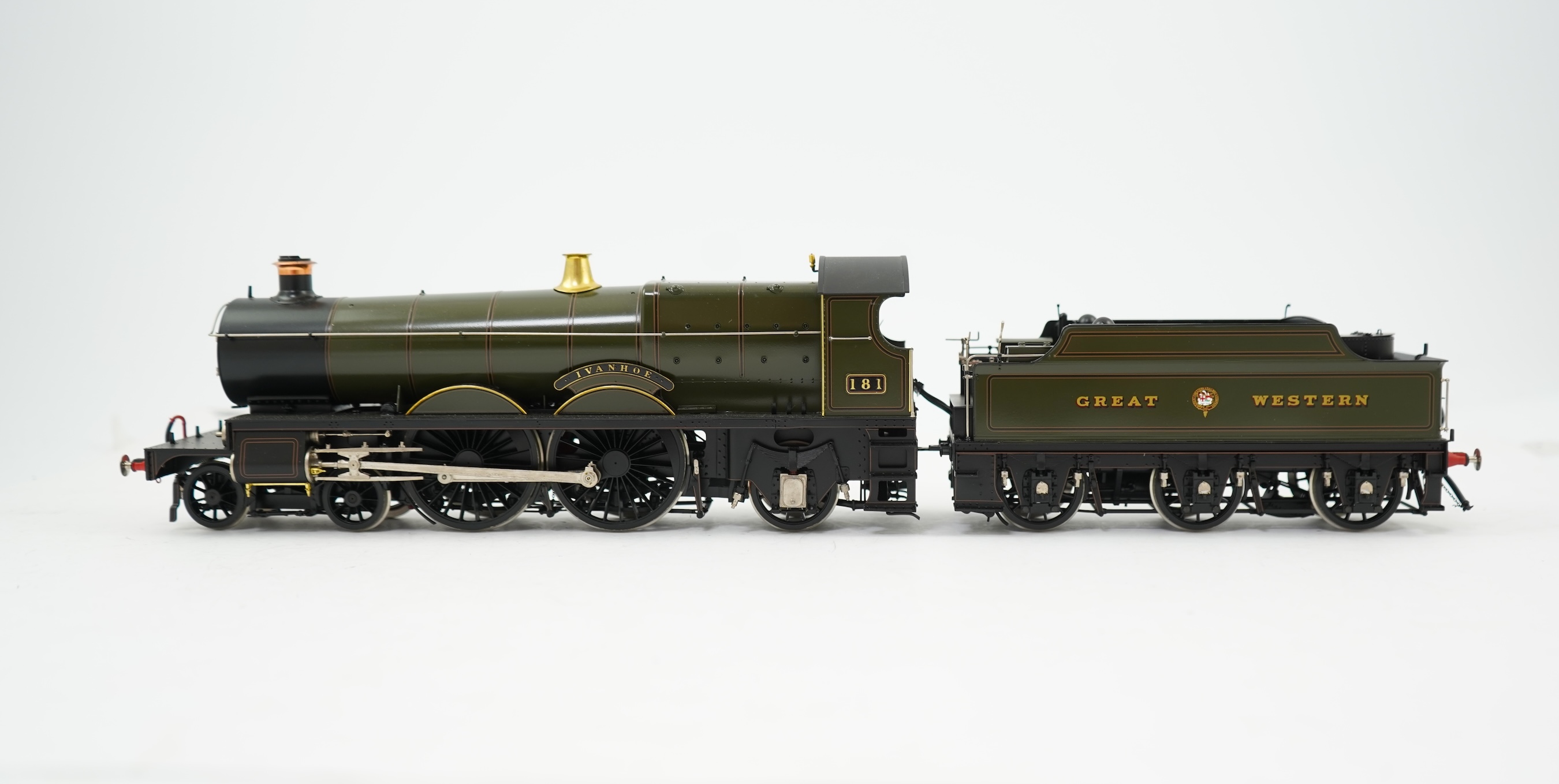 An 0 gauge Masterpiece Models model of GWR Saint Class, Ivanhoe 181, 4-4-2 Atlantic tender locomotive, powered for two rail operation, with original box, accessories, instruction booklet and other paperwork.